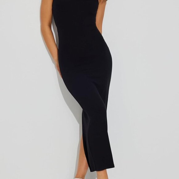Women's Black Sleeveless Bodycon Dress Summer Open Back Spaghetti Strap - Picture 3 of 5